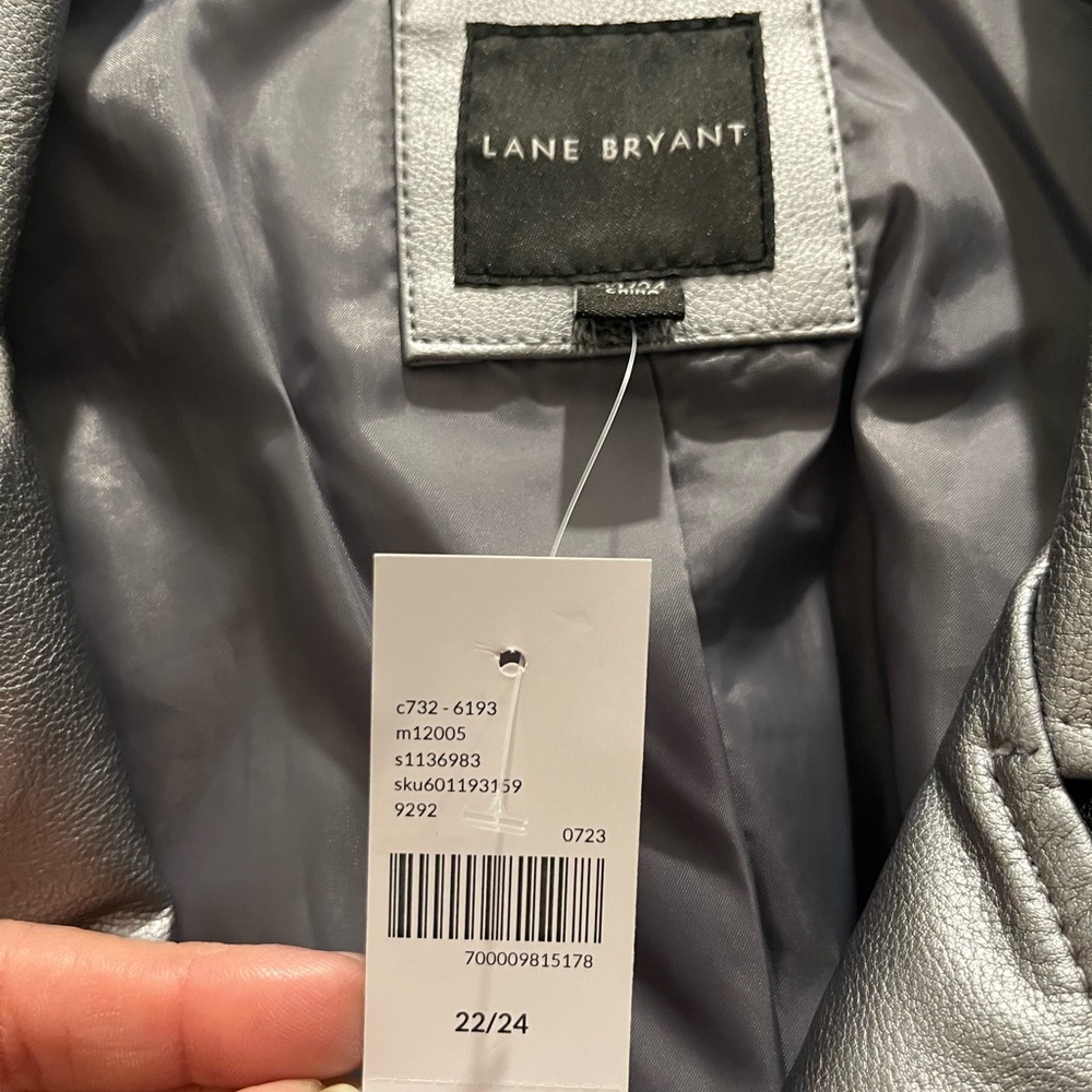 ❤️🔥🩶❤️🔥🩶Lane Bryant Shiny Silver Faux Leather Jacket❤️🔥🩶❤️🔥🩶 - Picture 3 of 6